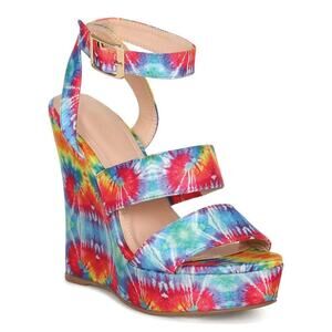 Cathy Din Tie Dye Angeta Platform Wedge Sandals